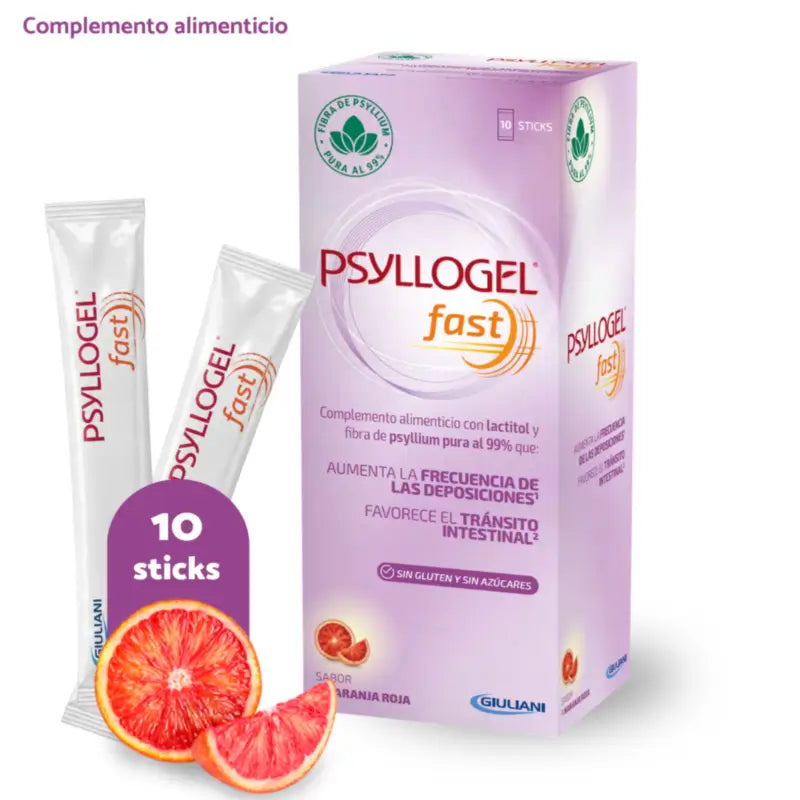Psyllogel Fast 14,7 G Red Orange Flavour, 10 Sticks