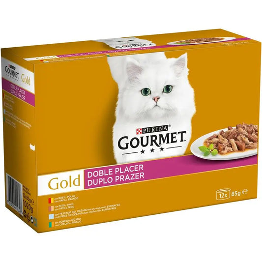 Purina Gourmet Gold Double Pleasure Assortment Box 8X85Gr, wet food for cats