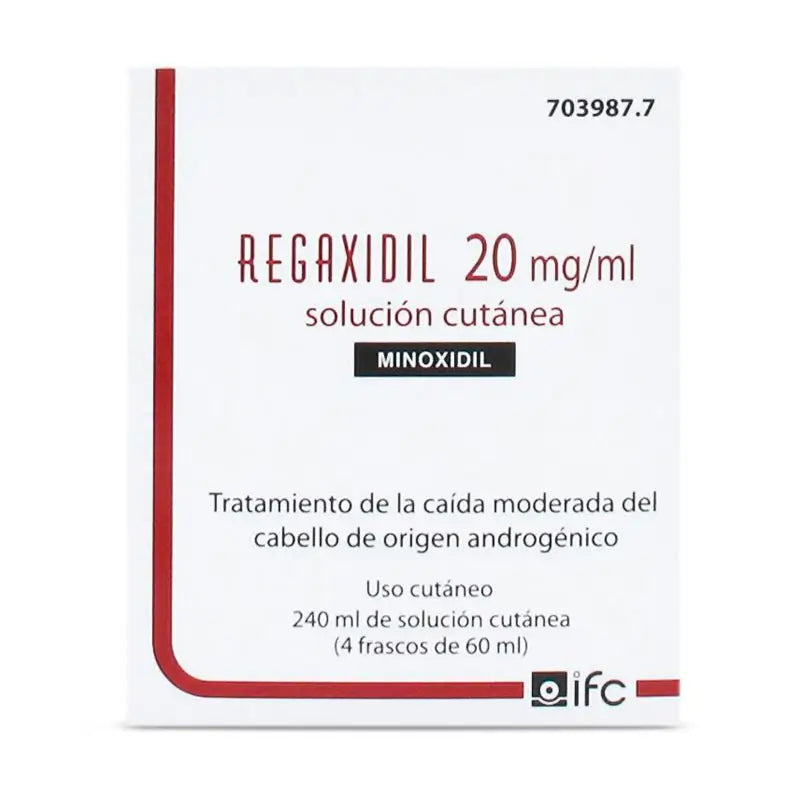 Regaxidil 20 Mg/ ml Minoxidil Cutaneous Solution 4 Bottles of 60 ml