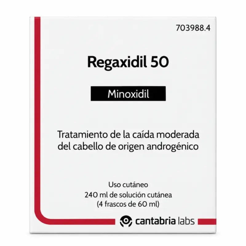 Regaxidil 50 mg/ml Minoxidil Cutaneous Solution 4 Bottles of 60 ml