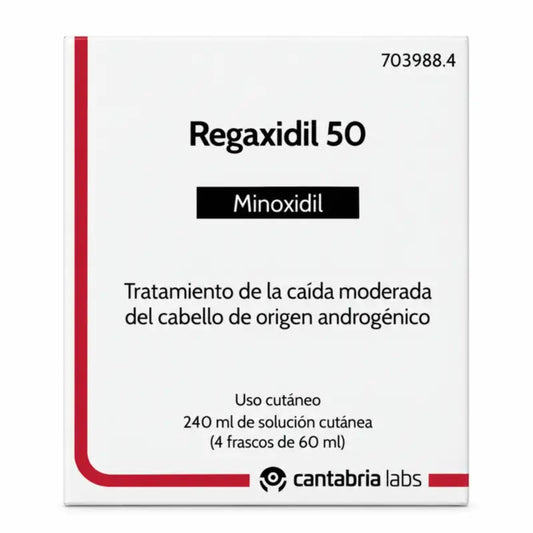 Regaxidil 50 mg/ml Minoxidil Cutaneous Solution 4 Bottles of 60 ml