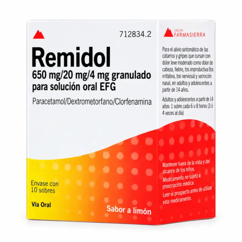 Remidol 650 Mg/20 Mg/4 mg Granules For Oral Solution Efg, 10 sachets