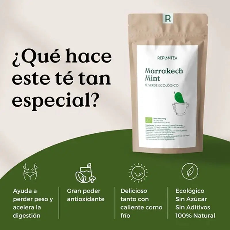 Replantea Green Tea Marrakech Mint Organic, 90g