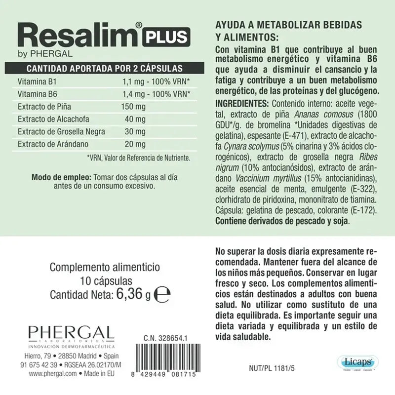 Resalim™ Plus Food Supplement Food Drink Metaboliser Food Drink - 10 Tablets