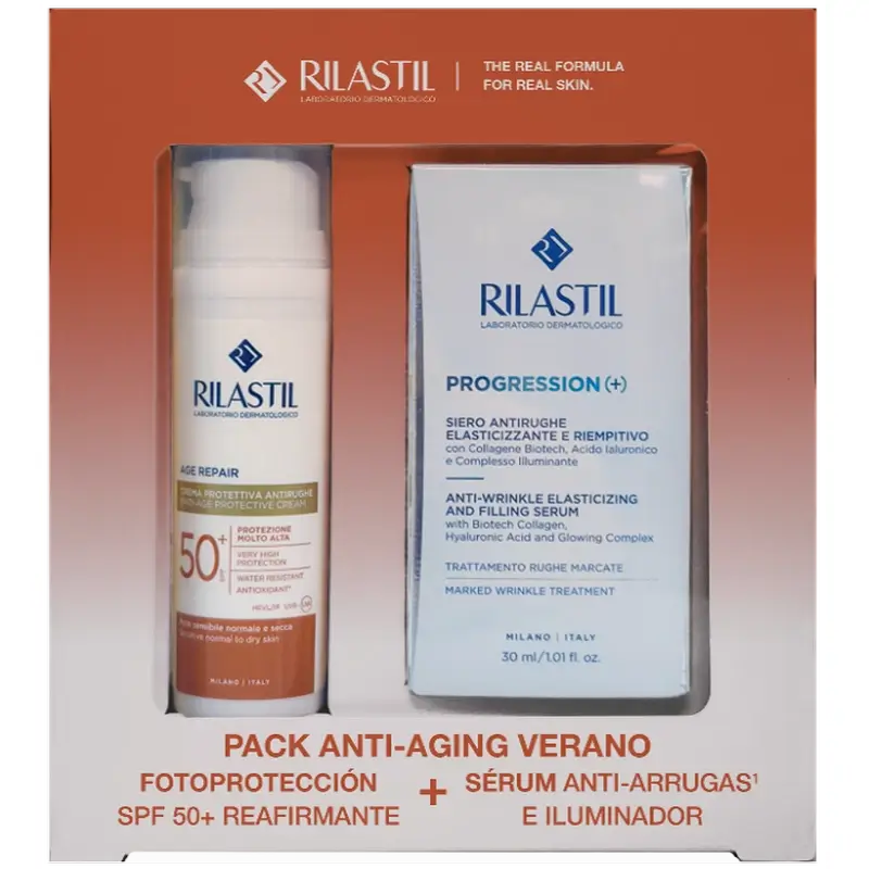 Rilastil Pack Sun System Age Repair Spf50+ AND Progression (+) Serum, 80 ml