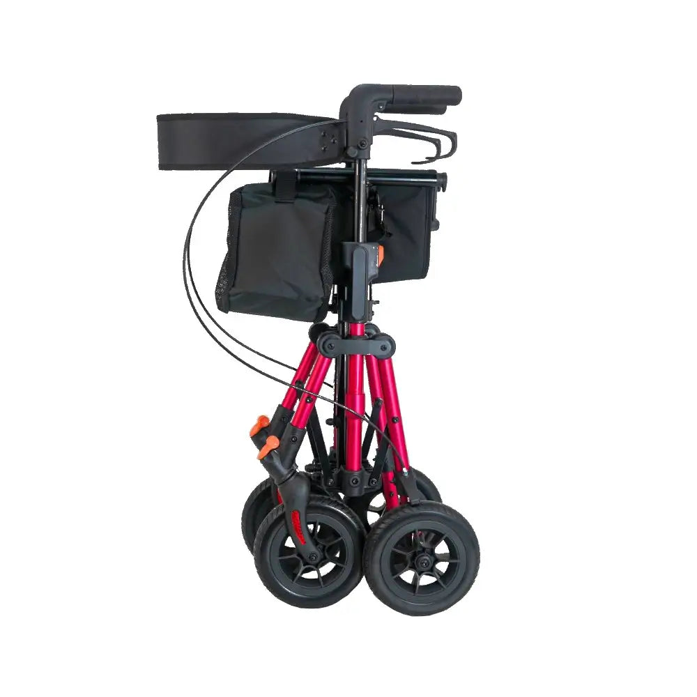 compact aluminium rollator, red