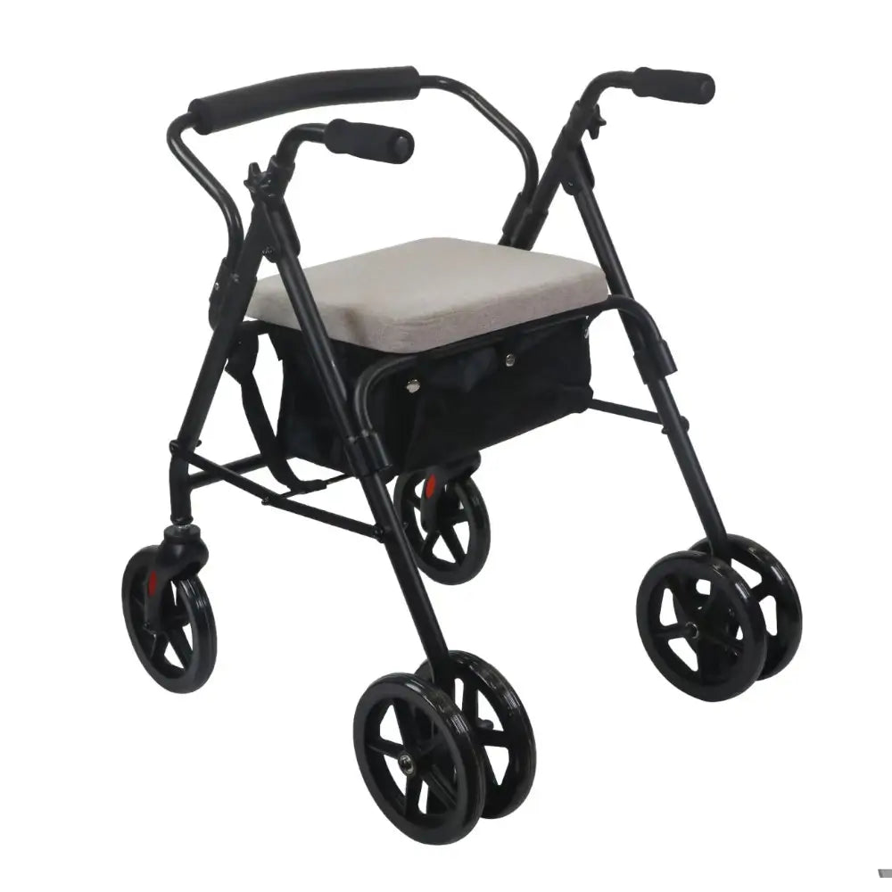 Aluminium rollator with push brakes, 200 mm (black)