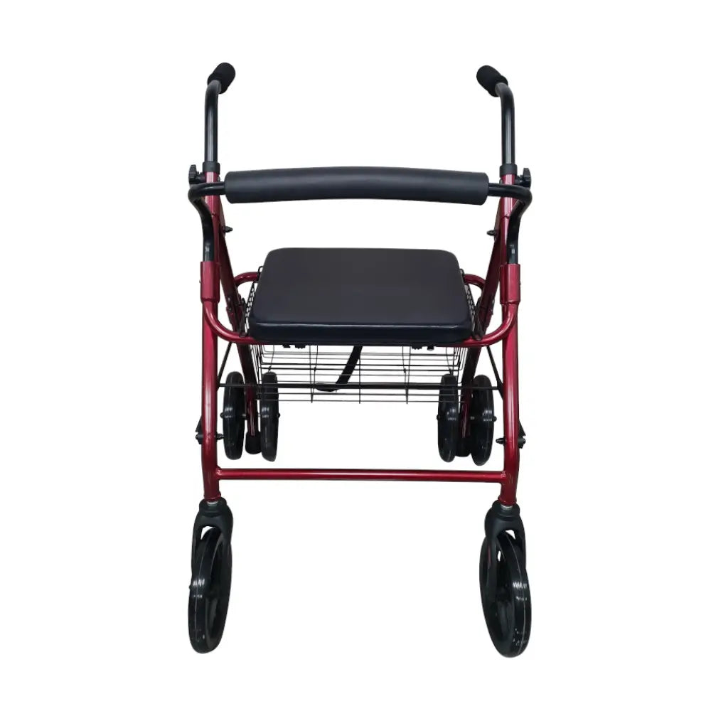 Aluminium rollator with push brakes, 200 mm (red)