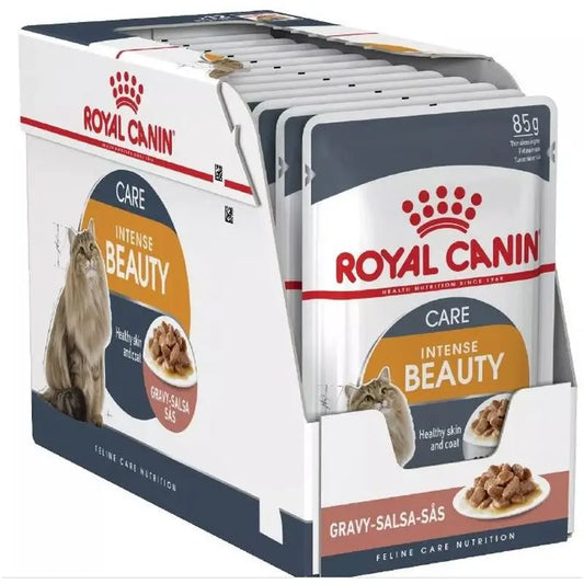 Royal Canin Adult Intense Beauty Pouch Gelatine Box 12X85G, wet cat food