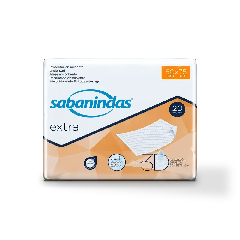 Sabanindas Extra Large Absorbent Pad 60 X 75 Cm. , 20 pcs.