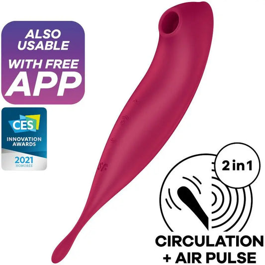 Satisfyer Connect Twirling Pro+ Stimulator & Vibrator App - Red