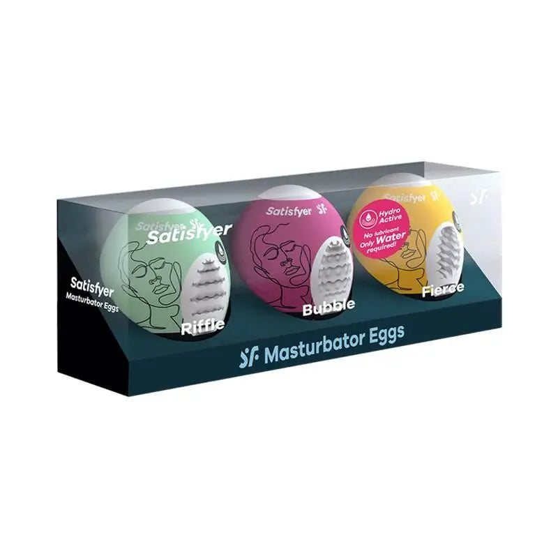 Satisfyer Set 3 Masturbator Eggs Riffle, Bubble and Fierce