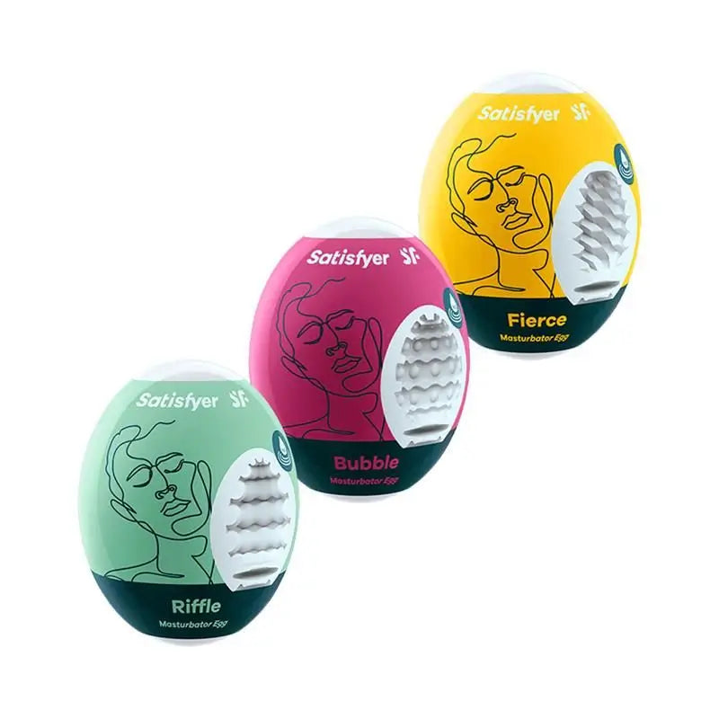 Satisfyer Set 3 Masturbator Eggs Riffle, Bubble and Fierce