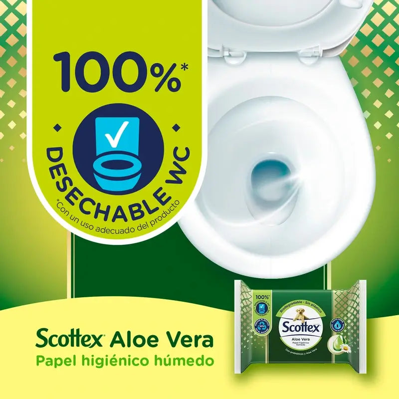 Scottex Aloe Vera Wet Toilet Paper , 66 units