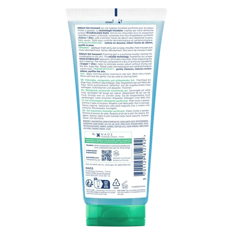 BIODERMA Sebium Sebium Specific Cleansing Gel Moussant Without Detergent, 200 ml