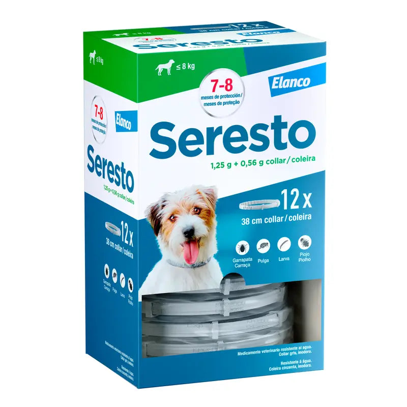 Seresto Antiparasitic Collar for Small Dogs < 8Kg Clinical Package, 12 collars