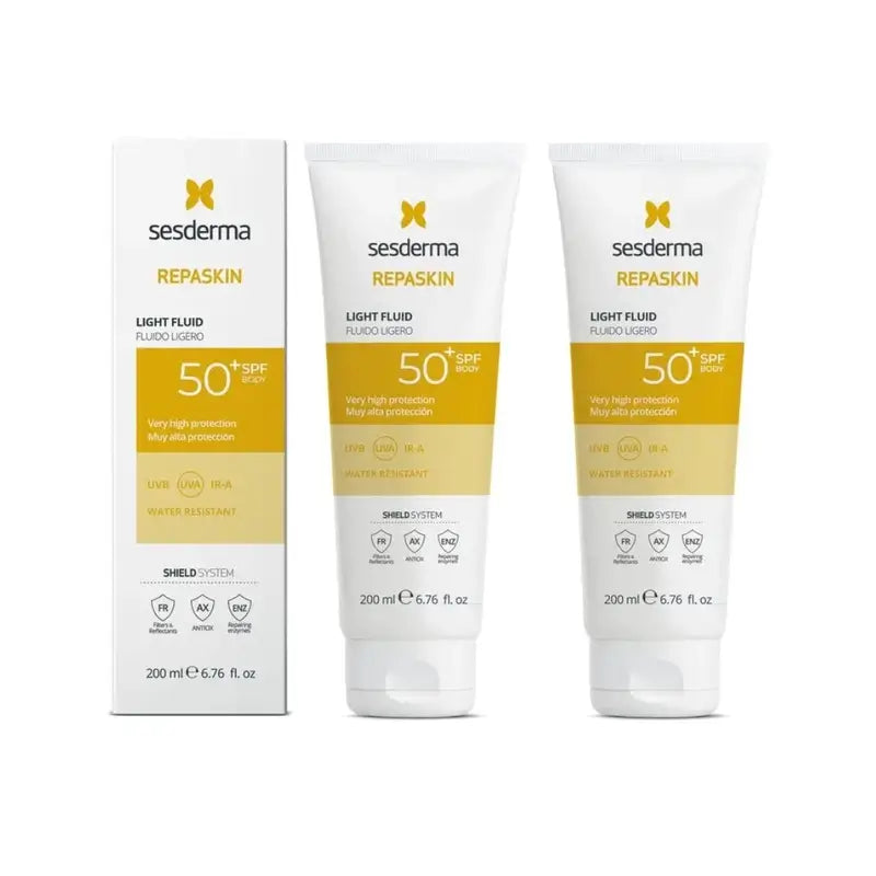 Sesderma Repaskin Fotoprotector Spf 50 Light Body Fluid, 2X200 Ml