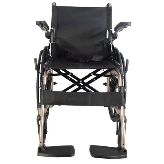 self-propelled aluminium wheelchair, folding armrests, gold