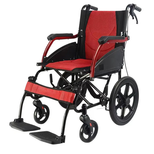 aluminium transport wheelchair, red