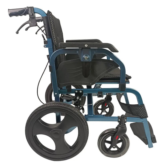High-end, padded aluminium transport wheelchair, 46 cm