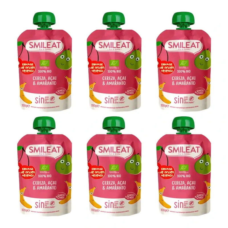 Smileat Pouch: Cherry, Açaí and Amaranth 100 g, pack of 6