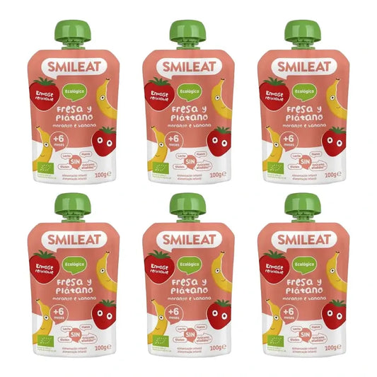 Smileat Strawberry and Banana Pouch, 100 g, pack of 6