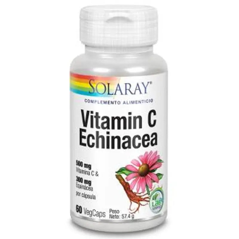 Solaray Vitamin C 500Mg + Echinacea 300Mg. 60 Capsules