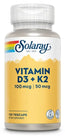 Solaray Vitamin D3 & K2 (Mk7), 120 Capsules