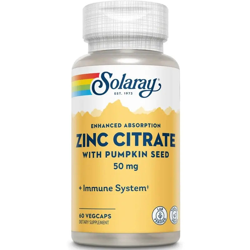 Solaray Zinc With Pumpkin Seed, 60 vegan capsules
