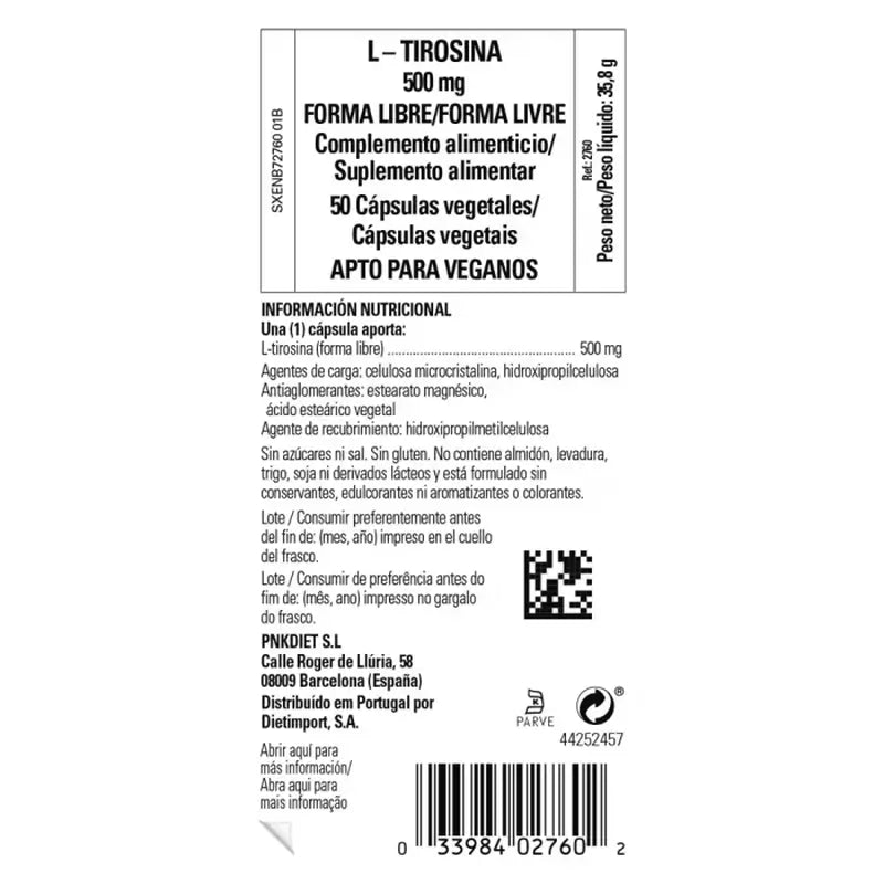 Solgar L-Tyrosine 500mg, 50 Veggie Capsules