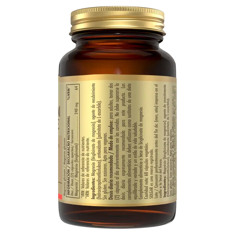 Solgar Magnesium Bisglycinate, 60 Vegetable Capsules