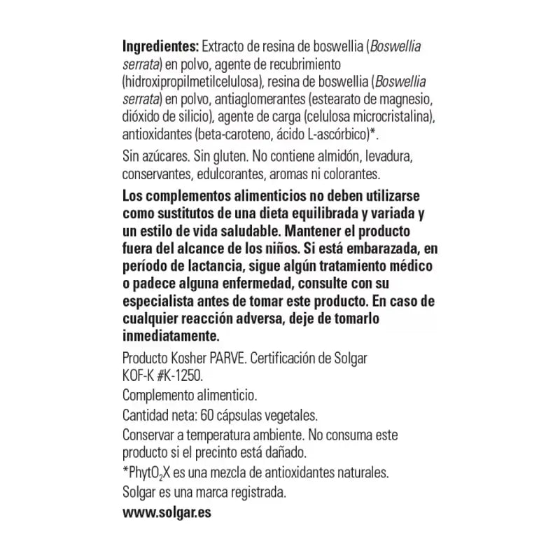 Solgar Boswellia Resin Extract, 60 capsules