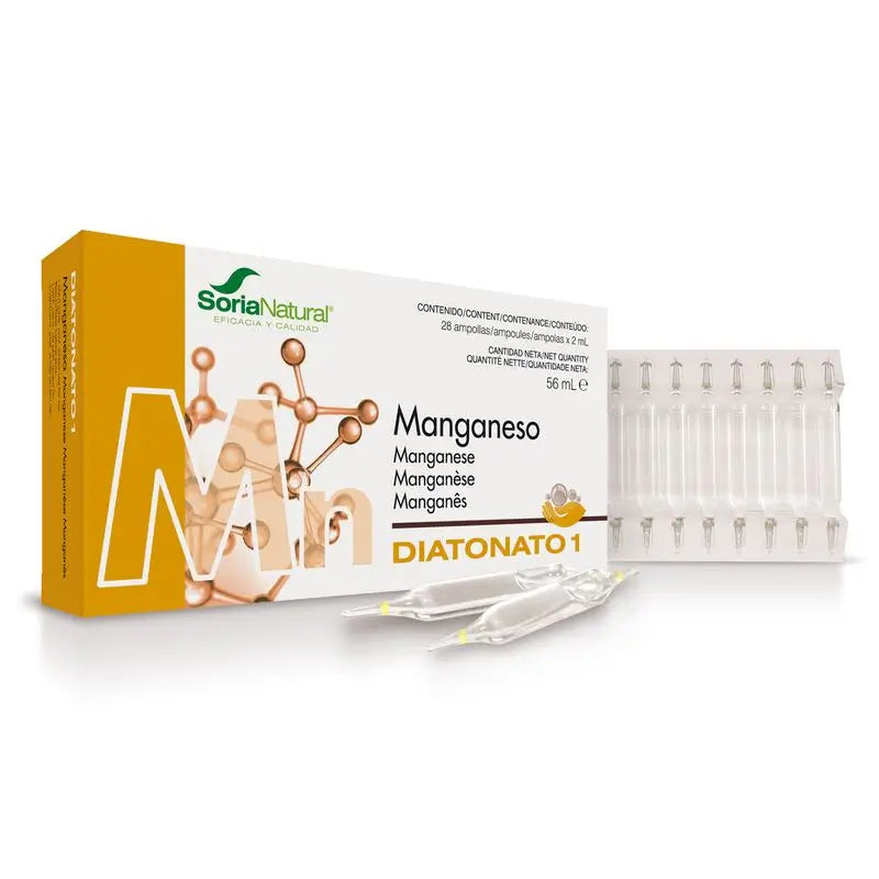 Soria Natural Diatonato 1 Manganese, 28 ampoules of 2 ml
