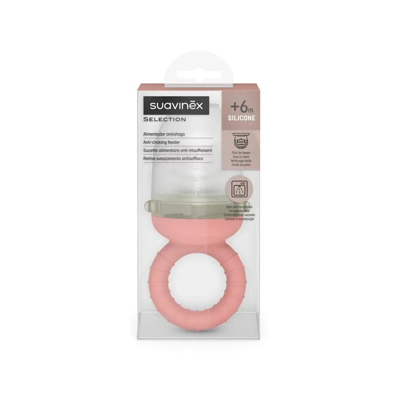 Suavinex Silicone Anti-Suffocation Feeder, +6 Months, Pink