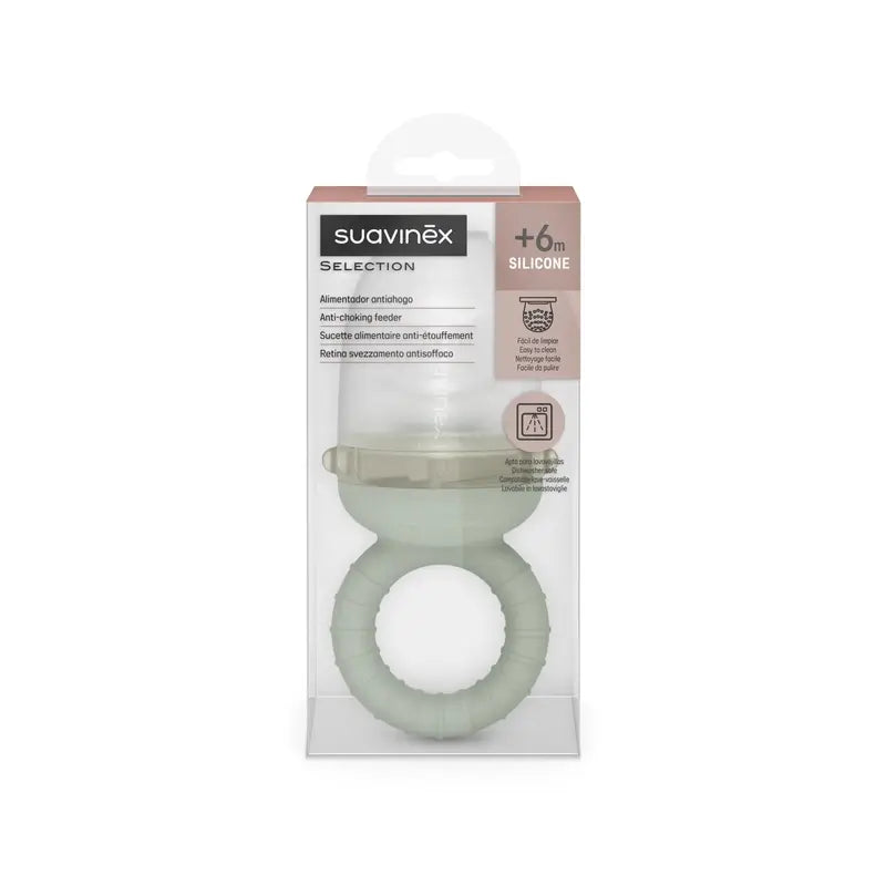 Suavinex Silicone Anti-Suffocation Feeder, +6 Months, Green