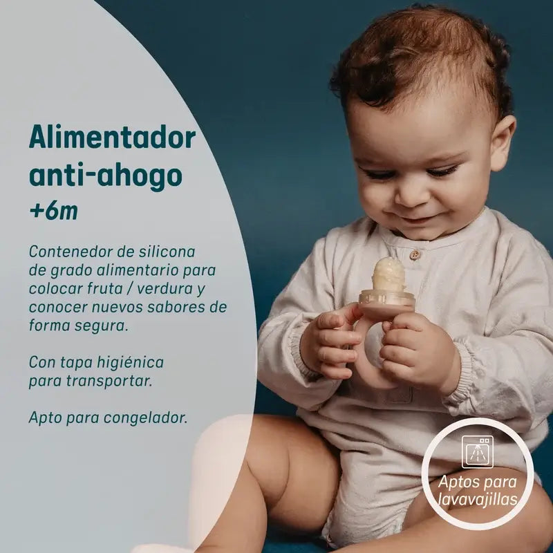 Suavinex Silicone Anti-Suffocation Feeder, +6 Months, Green