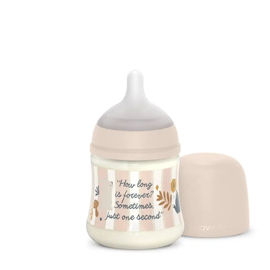 Suavinex Baby Bottle 150 Ml, Slow Flow (S), +0 Months, Wonderland Pink