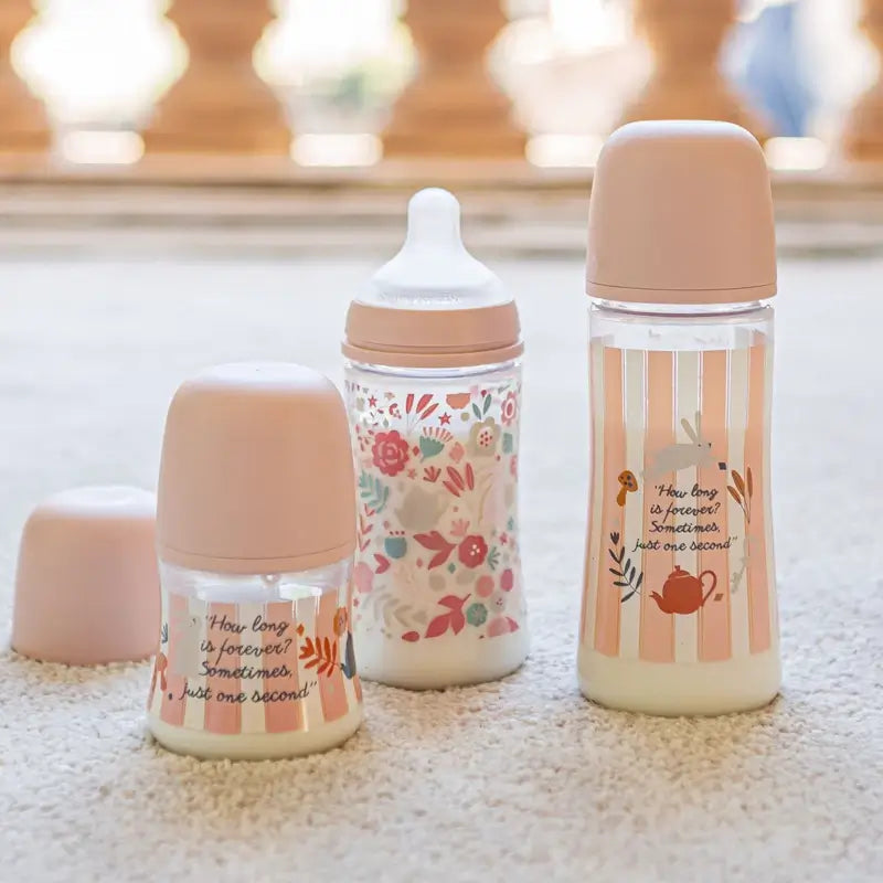 Suavinex Baby Bottle 150 Ml, Slow Flow (S), +0 Months, Wonderland Pink