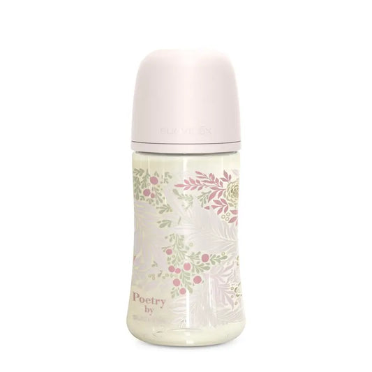 Suavinex Feeding Bottle 270 Ml, Medium Flow (M), +3 Months, Poetry Pink
