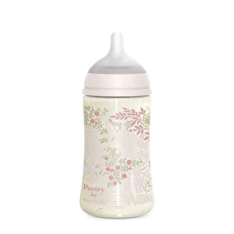 Suavinex Feeding Bottle 270 Ml, Medium Flow (M), +3 Months, Poetry Pink