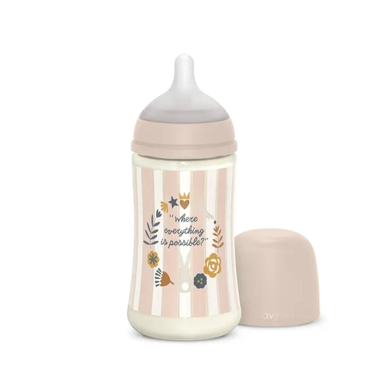 Suavinex Baby Bottle 270 Ml, Medium Flow (M), +3 Months, Wonderland Pink