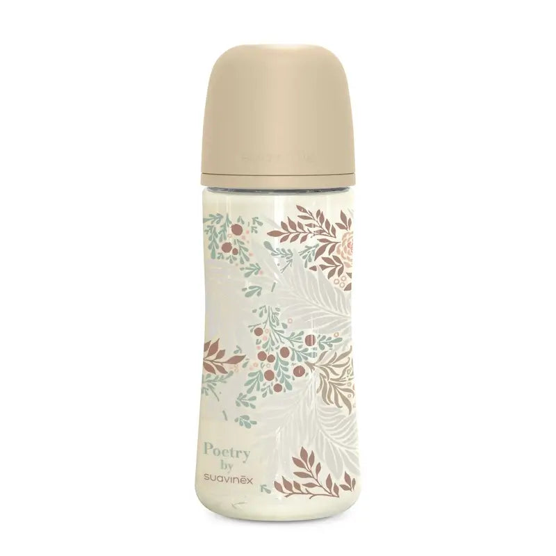 Suavinex Feeding Bottle 360 Ml, Dense Flow (L), +6 Months, Poetry Beige