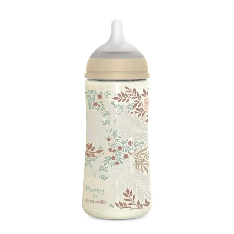 Suavinex Feeding Bottle 360 Ml, Dense Flow (L), +6 Months, Poetry Beige