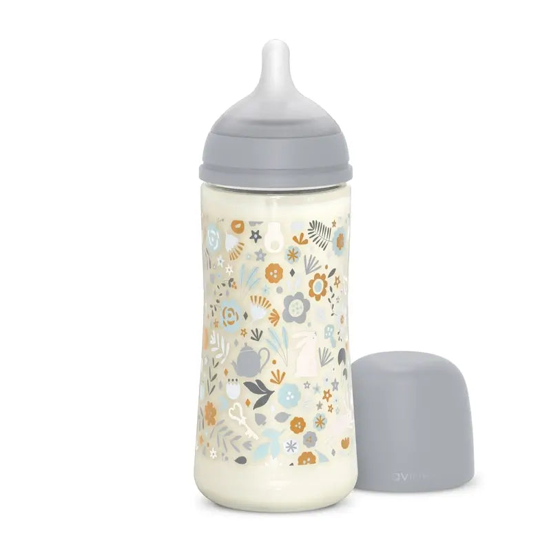 Suavinex Baby Bottle 360 Ml, Dense Flow (L), +6 Months, Wonderland Flowers Blue