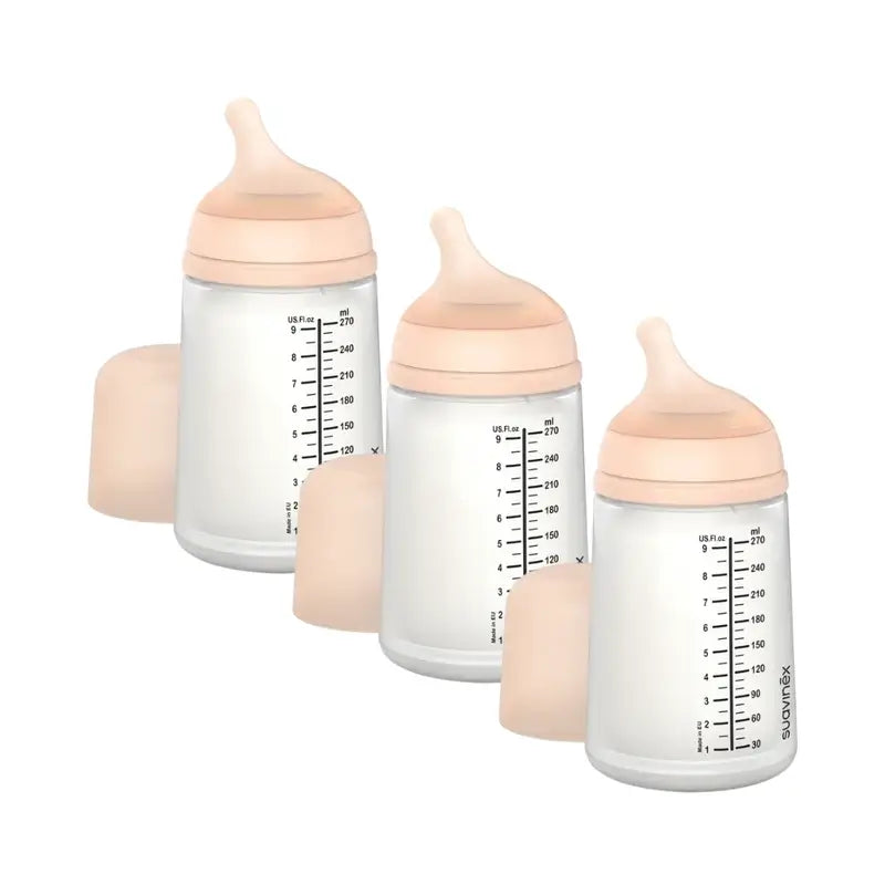 Suavinex Anti-colic Bottle Zero Zero 270 Ml, Medium Flow (M), +3 Months, Fair, 3 Units