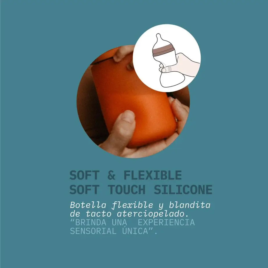Suavinex Baby Bottle With Silicone Bottle 240 Ml, Physiological Teat Sx Pro, Medium Flow (M). +3 Months. Colour Essence, Grey