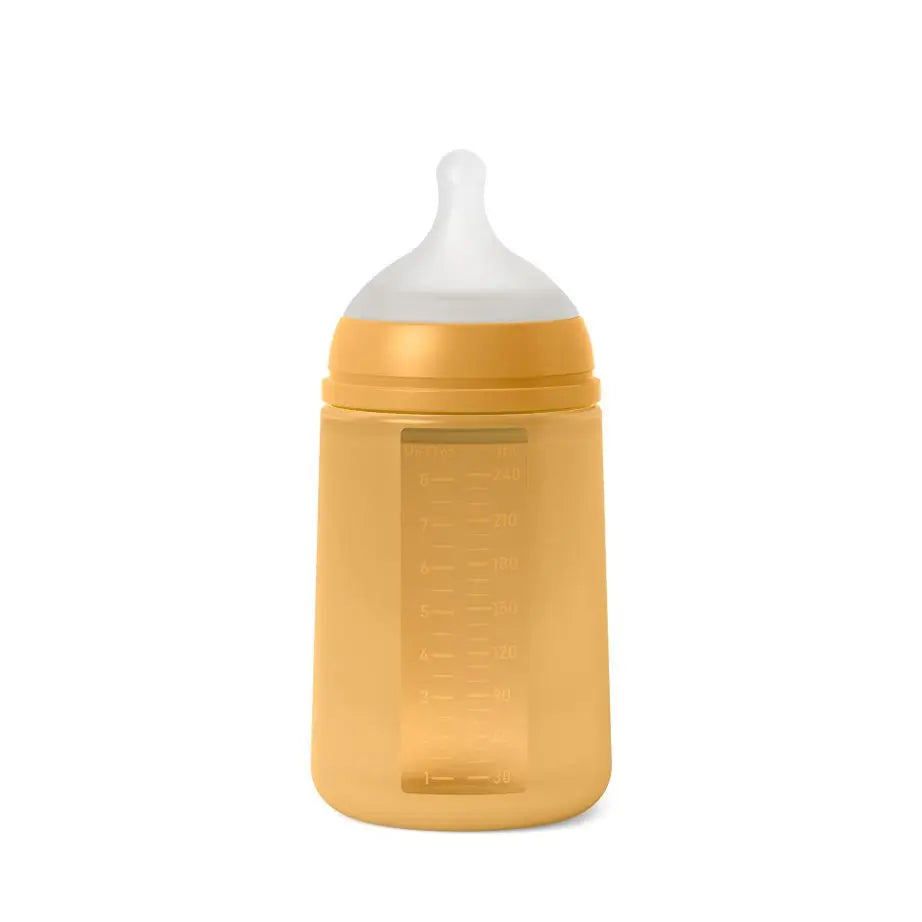 Suavinex Baby Bottle With Silicone Bottle 240 Ml, Physiological Teat Sx Pro, Medium Flow (M). +3M. Colour Essence, Mustard