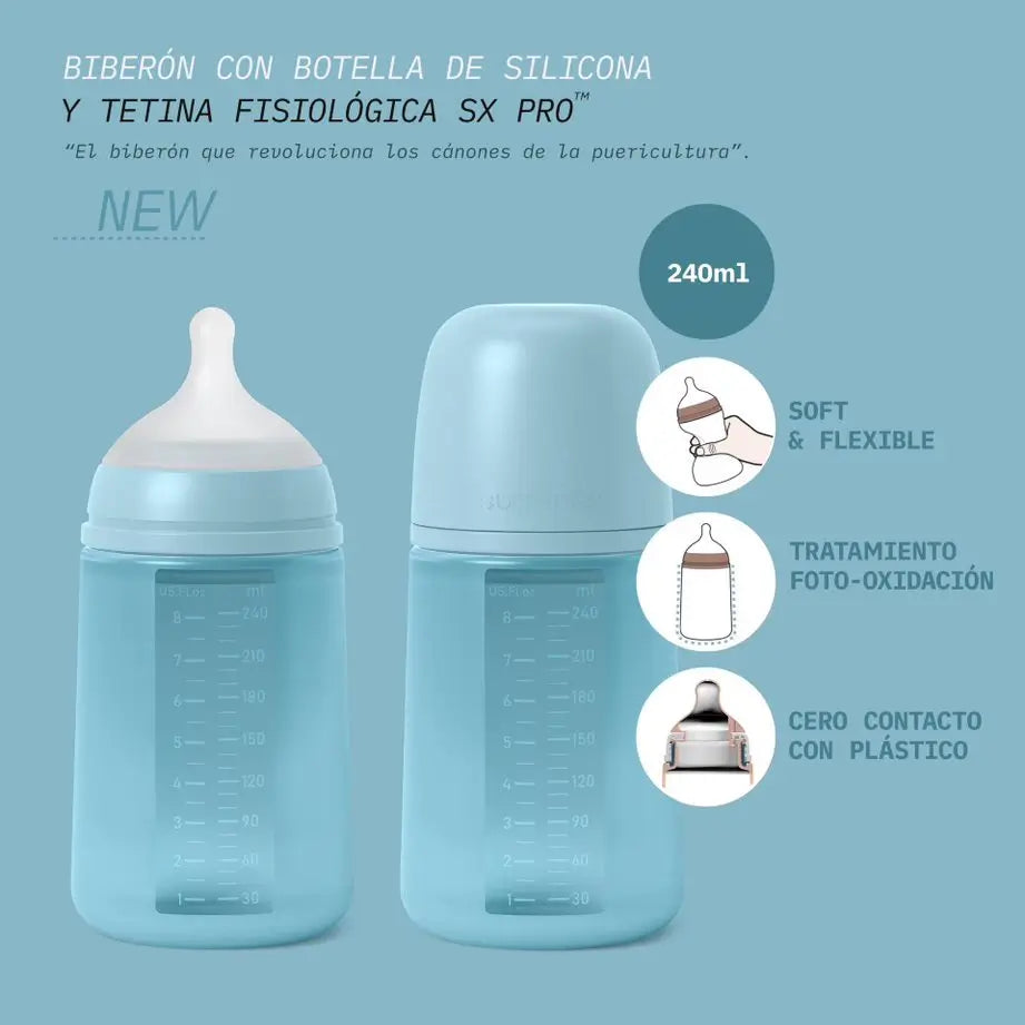 Suavinex Baby Bottle With Silicone Bottle 240 Ml, Physiological Teat Sx Pro, Medium Flow (M). +3M. Colour Essence, Mustard