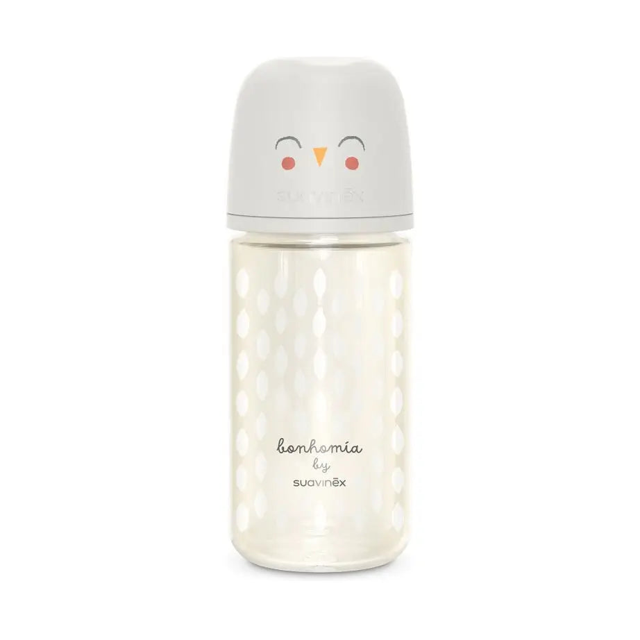 Suavinex Glass Bottle 240 Ml. Sx Pro Physiological Silicone Teat. Medium Flow Bottle. +3 Months. Bonhomia, Beige
