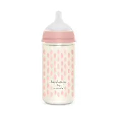 Suavinex Glass Bottle 240 Ml. Sx Pro Physiological Silicone Teat. Medium Flow Bottle. +3 Months. Bonhomia, Pink